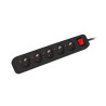 Lanberg Cable Power Strip, 5X French Outlets with Switch, Quality-Grade Copper, 1.5 m | PS1-05E-0150-BK
