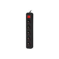 Lanberg Cable Power Strip, 5X French Outlets with Switch, Quality-Grade Copper, 1.5 m | PS1-05E-0150-BK