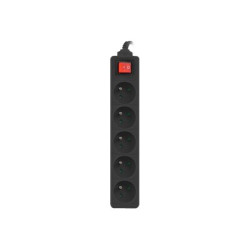 Lanberg Cable Power Strip, 5X French Outlets with Switch, Quality-Grade Copper, 1.5 m | PS1-05E-0150-BK