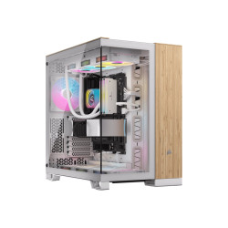 Corsair Dual Chamber PC Case | 6500X | White/Bamboo wood | Mid Tower | Power supply included No