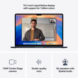 Apple MacBook | Air | Midnight | 15 " | 2880 x 1864 pixels | Apple M4 | 16 GB | Solid-state drive capacity 256 GB | Apple M4 chi