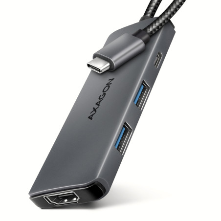 AXAGON USB 5Gbps hub, 3x USB-A, HDMI 4k/30Hz, PD 100W, 100cm USB-C cable | HMC-5H