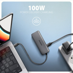 AXAGON USB 5Gbps hub, 3x USB-A, HDMI 4k/30Hz, PD 100W, 100cm USB-C cable | HMC-5H