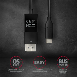 AXAGON Active cable | USB-C to DisplayPort | 1.8 m