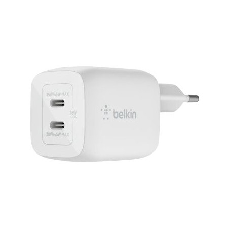 Belkin Dual USB-C GaN Wall Charger with PPS 45W | WCH011vfWH