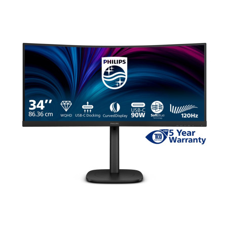 Philips 34B2U3600C/00 | 34 " | VA | 21:9 | 60 Hz | 4 ms | 3440 x 1440 pixels | 300 cd/m | HDMI ports quantity 1 | Black