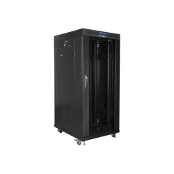 Lanberg | Rack cabinet 19" free-standing 27U/600x800 (flat pack) with glass door, LCD | FF01-6827-12BL | Black
