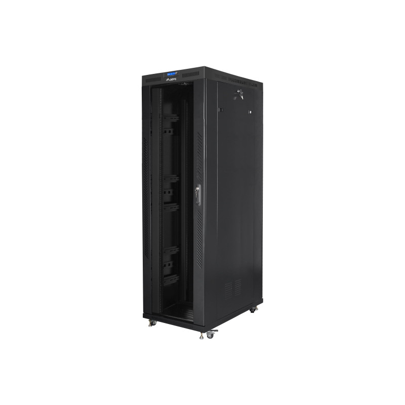 Lanberg | Rack cabinet 19" free-standing 42U/800x1200 (flat pack) with glass door, LCD | FF01-8242-12BL | Black
