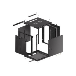Lanberg | Rack cabinet 19" wall-mount 12U/600x600 for self-assembly with metal door (flat pack) | WF01-6612-00B | Black