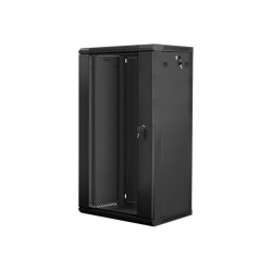 Lanberg | Rack cabinet 19" wall-mount 22U/600x450 (flat pack) with glass door | WF01-6422-10B | Black