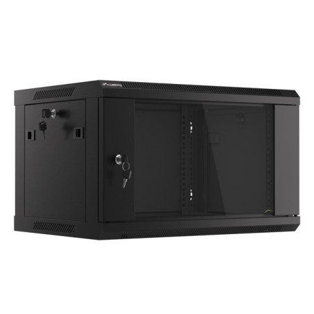 Lanberg | Rack cabinet 19" wall-mount 6U/600x450 (flat pack) with glass door V2 | WF01-6406-10B | Black