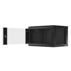 Lanberg | Rack cabinet 19" wall-mount 6U/600x450 (flat pack) with glass door V2 | WF01-6406-10B | Black