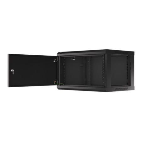 Lanberg | Rack cabinet 19" wall-mount 6U/600x450 for self-assembly with metal door (flat pack) | WF01-6406-00B | Black