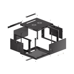 Lanberg | Rack cabinet 19" wall-mount 6U/600x600 for self-assembly with metal door (flat pack) | WF01-6606-00B | Black