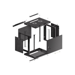 Lanberg | Rack cabinet 19" wall-mount 9U/600x450 for self-assembly with metal door (flat pack) | WF01-6409-00B | Black