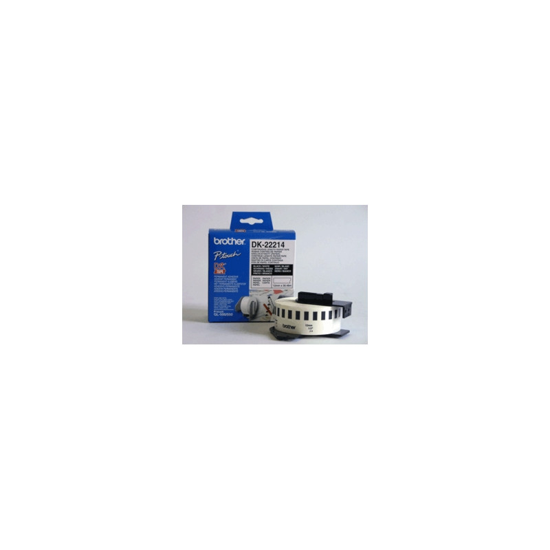 Brother | DK-22214 Continuous Length Paper Label | Black, White | DK | 12mm | 30.5 m