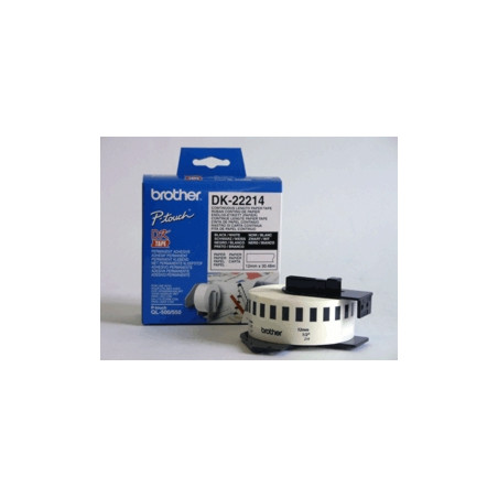 Brother | DK-22214 Continuous Length Paper Label | Black, White | DK | 12mm | 30.5 m