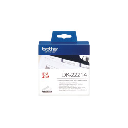 Brother | DK-22214 Continuous Length Paper Label | Black, White | DK | 12mm | 30.5 m