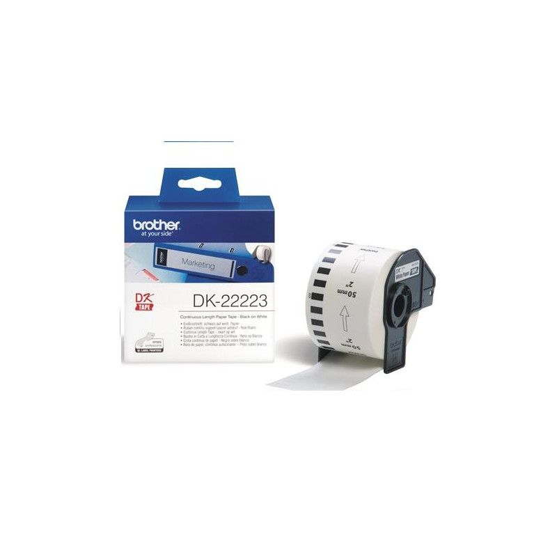 Brother | DK-22223 Continuous Length Paper Label | White | DK | 50mm | 30.48 m