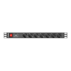 Lanberg Power Distribution unit (PDU) 19" 1U 16A 2m 7X Schuko oulets | PDU-07F-0200-BK