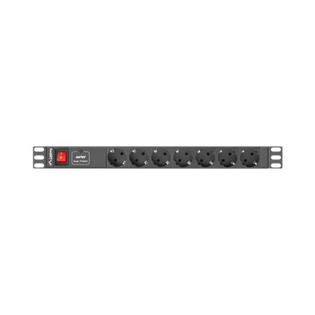 Lanberg Power Distribution unit (PDU) 19" 1U 16A 2m 7X Schuko oulets | PDU-07F-0200-BK