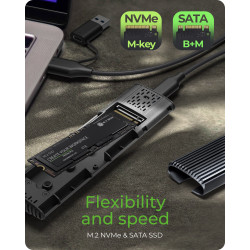 Raidsonic | M.2 NVMe and SATA SSD Enclosure via USB Type-C | IB-1808MCT-CU31