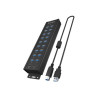 Raidsonic | 20-in-1 USB HUB with power supply, on/off button and mounting brackets | IB-HUB1720-U3