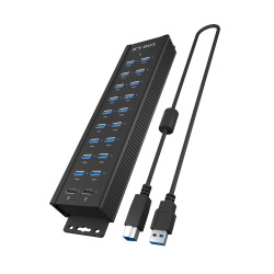 Raidsonic | 20-in-1 USB HUB with power supply, on/off button and mounting brackets | IB-HUB1720-U3