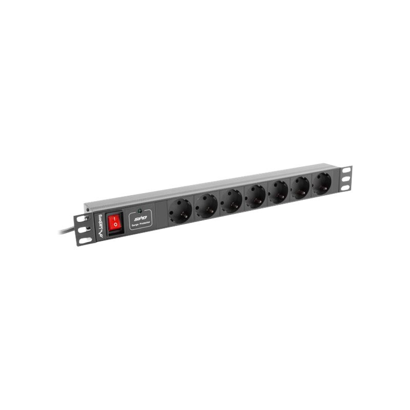 Lanberg | Power Distribution unit (PDU) 19" 1U 10A 2M 7X Schuko Outlets | PDU-07F-0200-IEC-BK