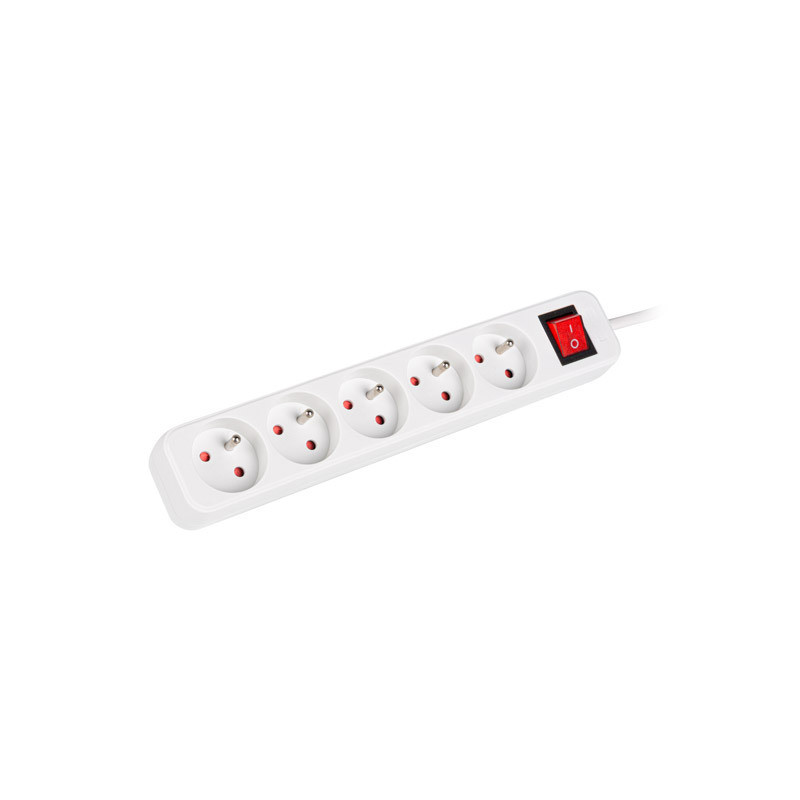 Lanberg Cable Power Strip, 5X French Outlets with Switch, Quality-Grade Copper, 3 m | PS1-05E-0300-W