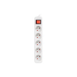 Lanberg Cable Power Strip, 5X French Outlets with Switch, Quality-Grade Copper, 3 m | PS1-05E-0300-W