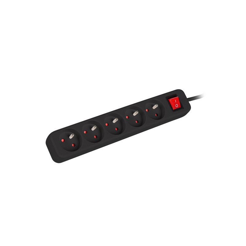 Lanberg Cable Power Strip 3M 5X French Outlets with Switch, Quality-Grade Copper | PS1-05E-0300-BK