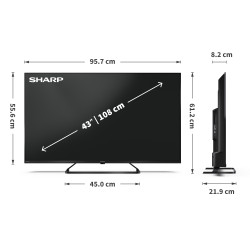 Sharp | 43HP6265E | 43 | Smart TV | Google TV | UHD | Black