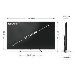 Sharp | 55HP6265E | 55 | Smart TV | Google TV | UHD | Black