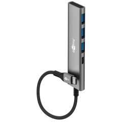 Goobay 76562 Slim 4-Port USB-Hub, USB-C auf USB-C /USB-A, 5 Gbit/s, Grey | Goobay