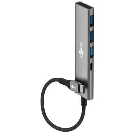 Goobay 76562 Slim 4-Port USB-Hub, USB-C auf USB-C /USB-A, 5 Gbit/s, Grey | Goobay