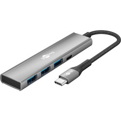 Goobay 76562 Slim 4-Port USB-Hub, USB-C auf USB-C /USB-A, 5 Gbit/s, Grey | Goobay
