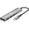 Goobay 76562 Slim 4-Port USB-Hub, USB-C auf USB-C /USB-A, 5 Gbit/s, Grey | Goobay