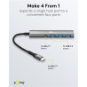 Goobay 76562 Slim 4-Port USB-Hub, USB-C auf USB-C /USB-A, 5 Gbit/s, Grey | Goobay