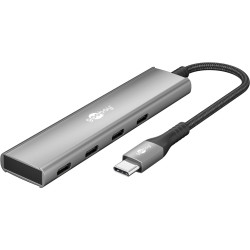 Goobay 76564 Slim 4-Port USB-Hub, USB-C auf USB-C , 5 Gbit/s, Grey | Goobay