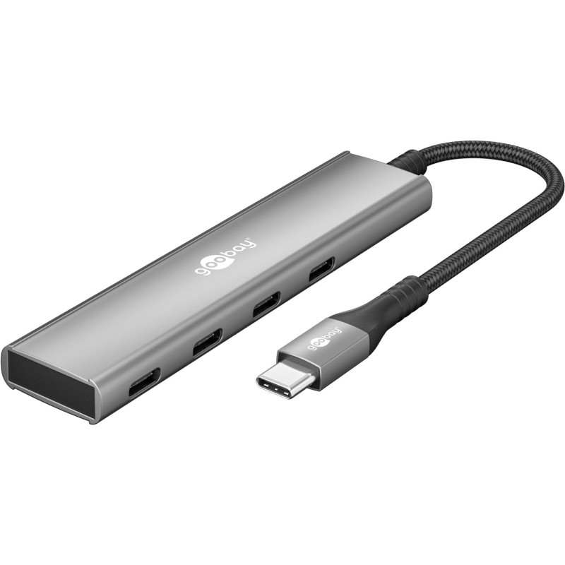 Goobay 76564 Slim 4-Port USB-Hub, USB-C auf USB-C , 5 Gbit/s, Grey | Goobay