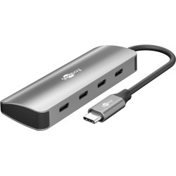 Goobay 76565 Slim 4-Port USB-Hub, USB-C auf USB-C , 10 Gbit/s, Grey | Goobay