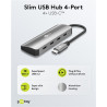 Goobay 76565 Slim 4-Port USB-Hub, USB-C auf USB-C , 10 Gbit/s, Grey | Goobay