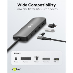 Goobay 76565 Slim 4-Port USB-Hub, USB-C auf USB-C , 10 Gbit/s, Grey | Goobay