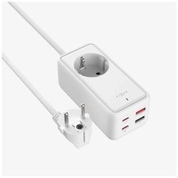 Fixed harging Strip power extension adapter with 2x USB-C and 2x USB, GaN III, 1.5m, PD 65W | FIXCS65-1.5-WH
