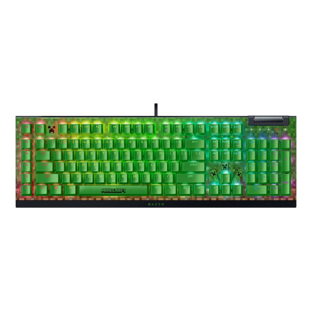 Razer BlackWidow V4 X | Gaming keyboard | Wired | US | Minecraft Edition | Razer Green Mechanical Switches (Clicky)