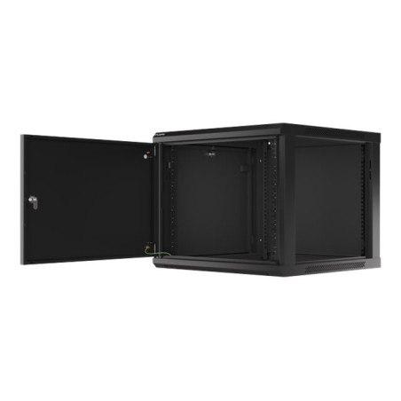 Lanberg | Rack cabinet 19" wall-mount 9U/600x600 (flat pack) for self-assembly with metal door | WF01-6609-00B | Black