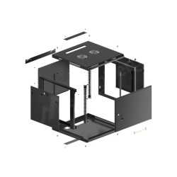 Lanberg | Rack cabinet 19" wall-mount 9U/600x600 (flat pack) for self-assembly with metal door | WF01-6609-00B | Black