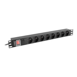 Lanberg Power Distribution Unit (PDU) 19" 1U 16A 2m 8x French Outlets | PDU-08E-0200-BK