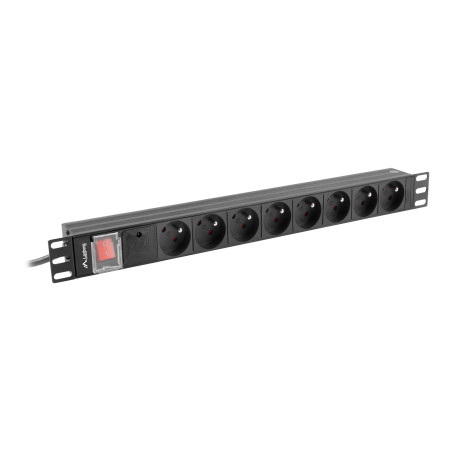 Lanberg Power Distribution Unit (PDU) 19" 1U 16A 2m 8x French Outlets | PDU-08E-0200-BK